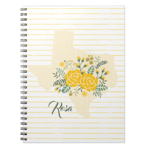 Yellow Rose of Texas - Gingham State with Roses Notebook