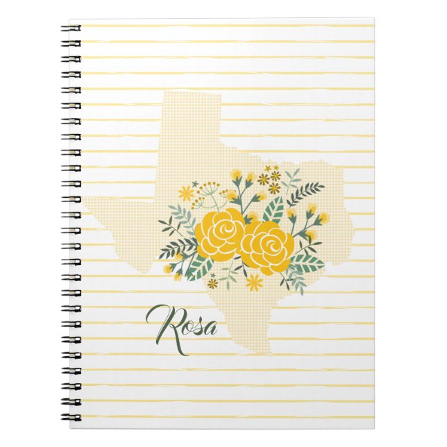 Yellow Rose of Texas - Gingham State with Roses Notebook (Front)