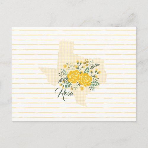 Yellow Rose of Texas _ Gingham State with Roses Postcard