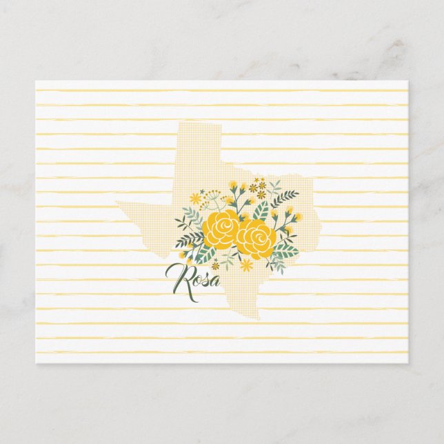 Yellow Rose of Texas - Gingham State with Roses Postcard (Front)