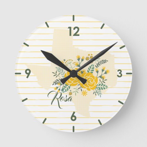 Yellow Rose of Texas _ Gingham State with Roses Round Clock