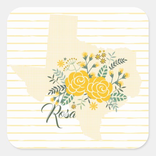 Yellow Rose of Texas _ Gingham State with Roses Square Sticker