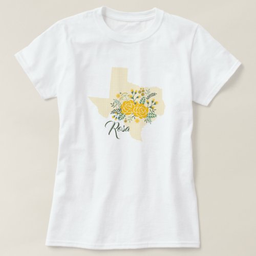 Yellow Rose of Texas _ Gingham State with Roses T_Shirt