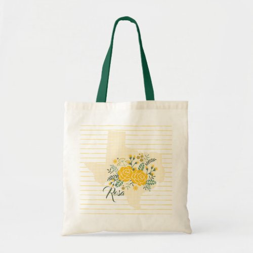 Yellow Rose of Texas _ Gingham State with Roses Tote Bag