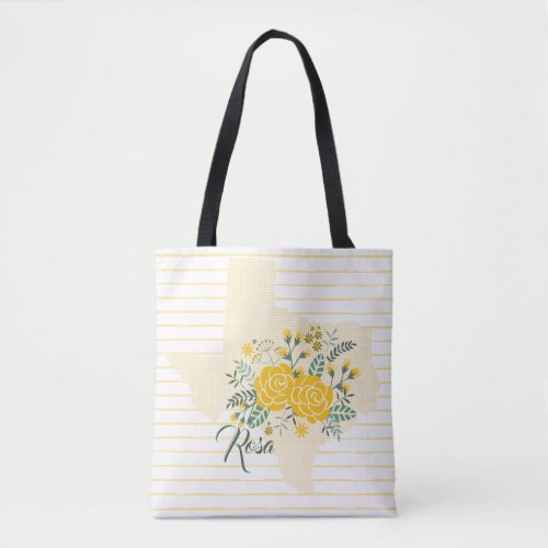 Yellow Rose of Texas _ Gingham State with Roses Tote Bag