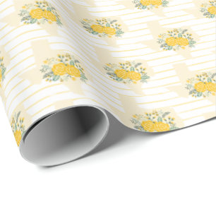 Yellow Rose of Texas - Gingham State with Roses Wrapping Paper