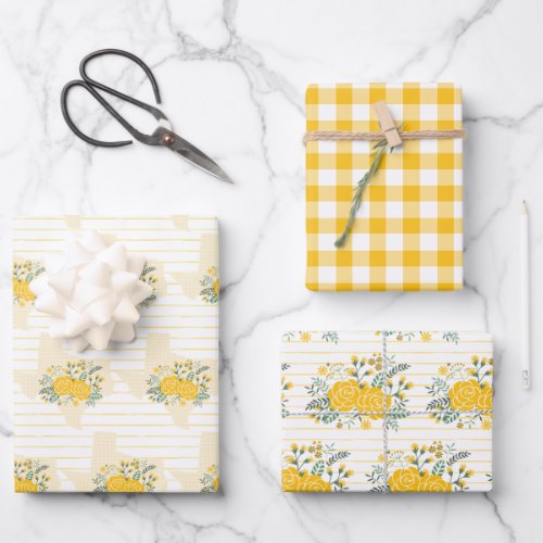 Yellow Rose of Texas _ Gingham State Wrapping Paper Sheets