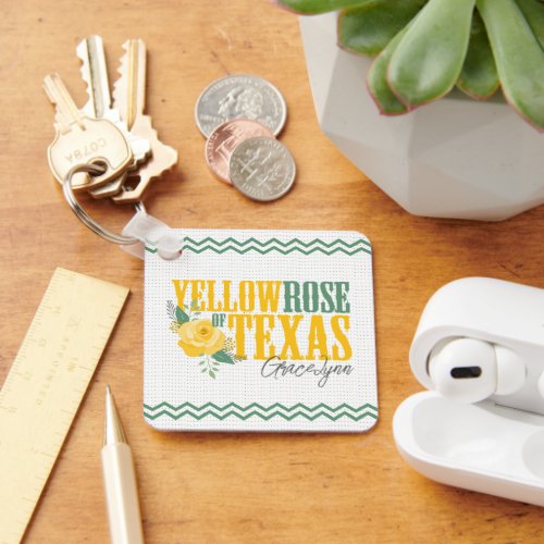 Yellow Rose of Texas _ Single Rose Keychain
