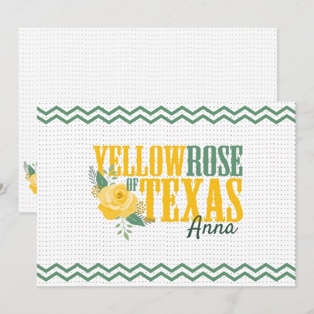 Yellow Rose of Texas - Single Rose Note Card (Front/Back)