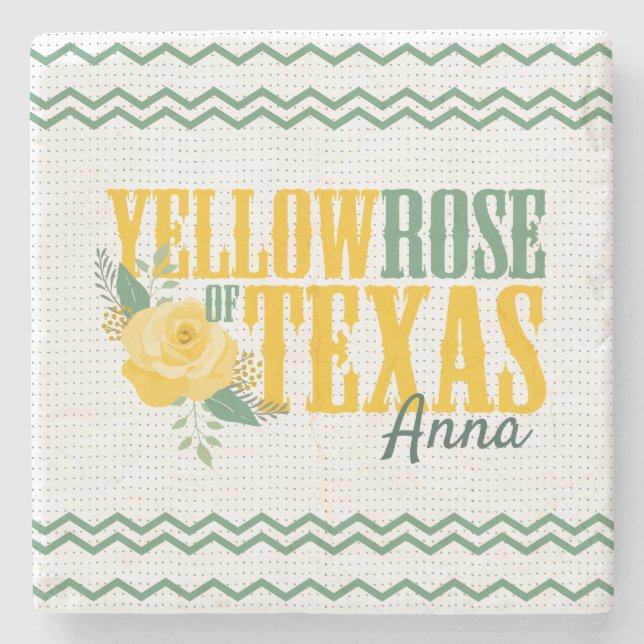 Yellow Rose of Texas - Single Rose Stone Coaster (Front)