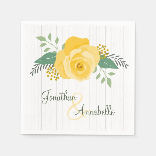 Yellow Rose of Texas Wedding Napkins (Front)