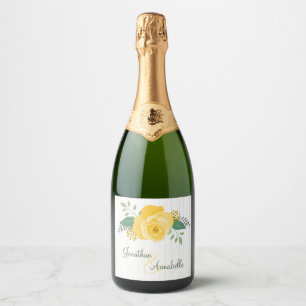 Yellow Rose of Texas Wedding Sparkling Wine Label