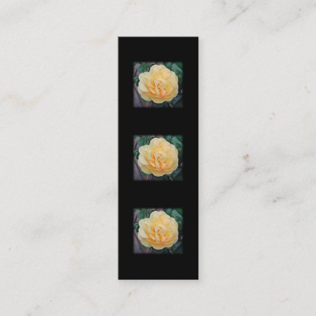 Yellow Rose, on black background. Mini Business Card (Front)