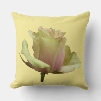 Yellow Rose on Cust. Background Color Throw Pillow