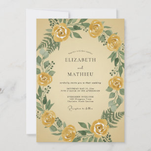 Yellow Rose Painted Wedding Invitation