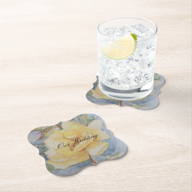 Yellow Rose Paper Coaster (Insitu)