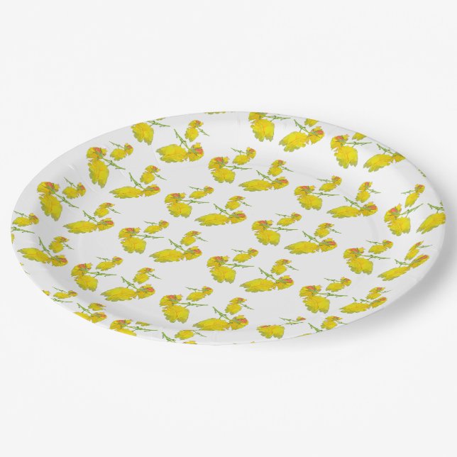 Yellow Rose Paper Plates (Angled)