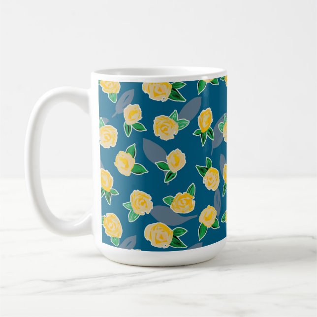 Yellow Rose pattern Coffee Mug (Left)