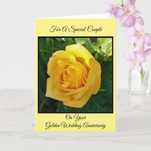 Yellow Rose Personalised 50th Wedding Anniversary Card