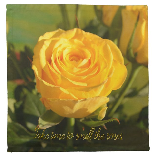 Yellow Rose Personalized Cloth Napkin (Front)