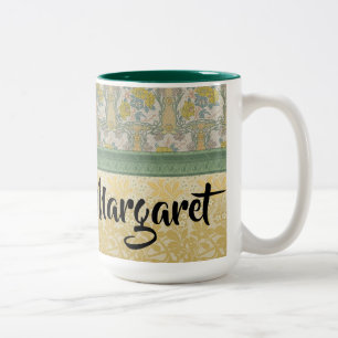 Yellow Rose Personalized Two-Tone Coffee Mug