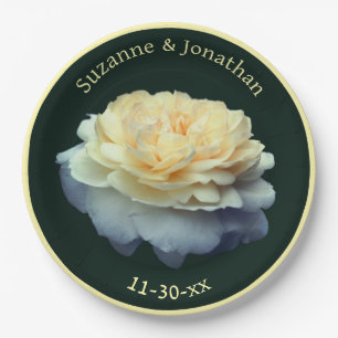 Yellow Rose Personalized Wedding Bridal Paper Plates