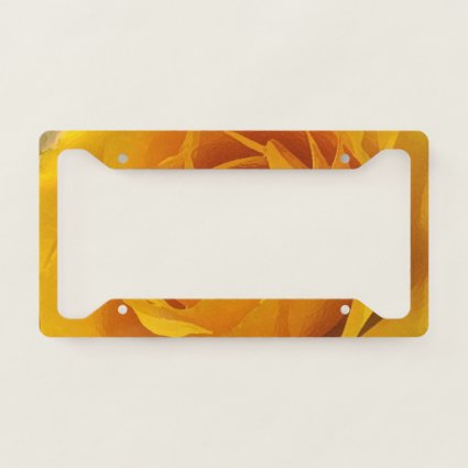 Yellow Rose Petals Abstract License Plate Frame