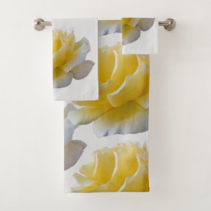 Yellow rose petals bath towel set