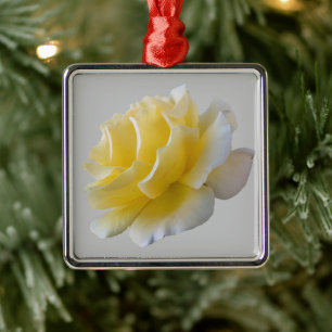 Yellow rose petals metal ornament