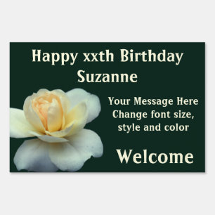 Yellow Rose Petals Personalized Birthday Sign