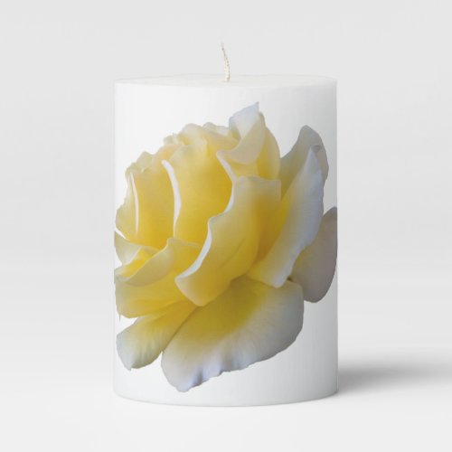 Yellow rose petals pillar candle