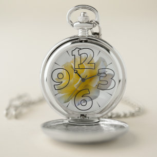 Yellow rose petals pocket watch