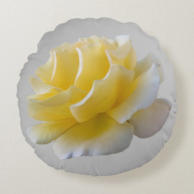 Yellow rose petals round pillow (Front)