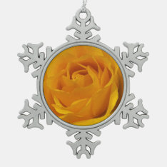Yellow Rose Petals Snowflake Pewter Christmas Ornament at Zazzle