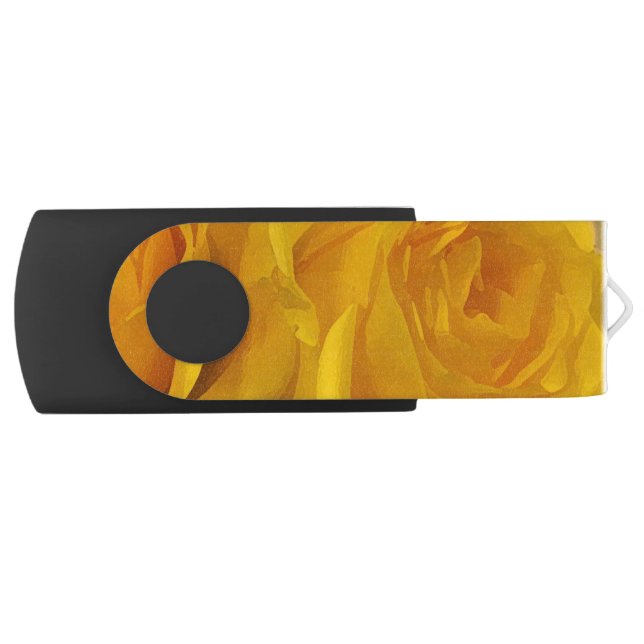 Yellow Rose Petals Swivel USB 2.0 Flash Drive (Front)