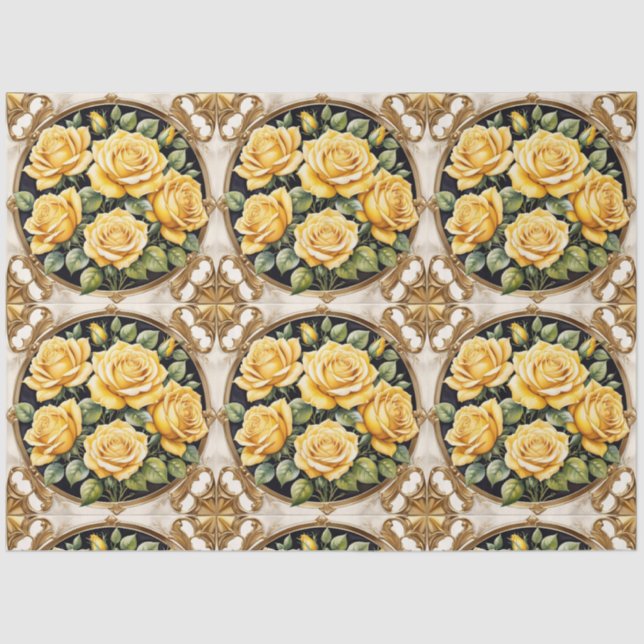 Yellow Rose Popular Beautiful Collection Tissue Paper (Front)