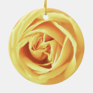 Yellow rose print ceramic ornament