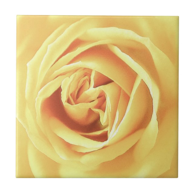 Yellow rose print ceramic tile (Front)
