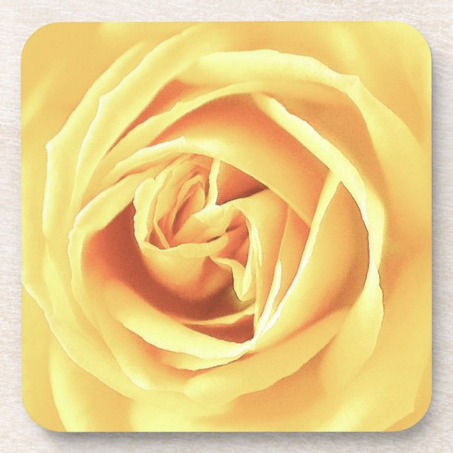 Yellow rose print coaster (Front)