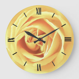 Yellow rose print large clock