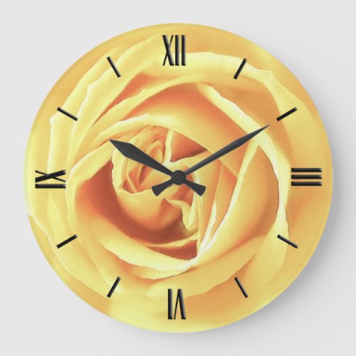 Yellow rose print large clock