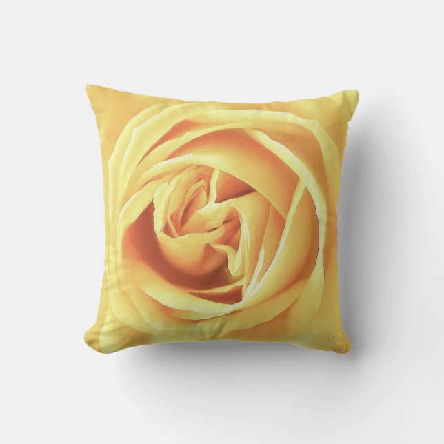 Yellow rose print throw pillow (Front)