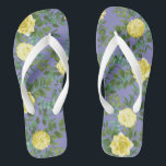 Yellow Rose & Purple Periwinkle Wedding Flip Flops<br><div class="desc">Beautiful vintage wedding style with yellow roses and purple periwinkle background.  Perfect for a summer or spring garden wedding!  elegant,  sophisticated and classic.</div>