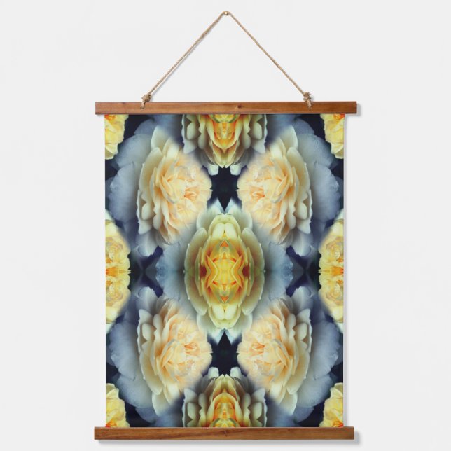 Yellow Rose Raindrops Floral Abstract Hanging Tapestry (Front)