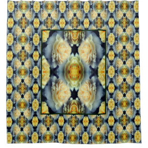 Yellow Rose Raindrops Floral Art Pattern Shower Curtain