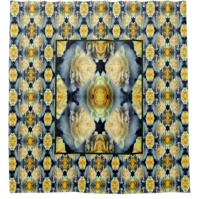 Yellow Rose Raindrops Floral Art Pattern Shower Curtain (Front)