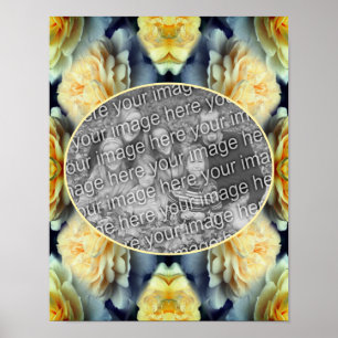 Yellow Rose Raindrops Frame Create Your Own Photo Poster