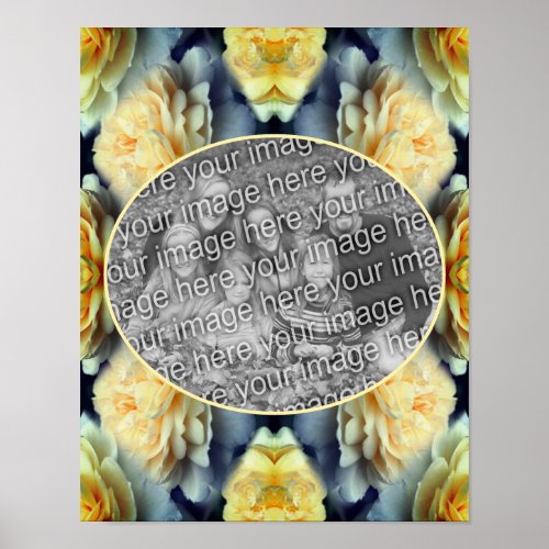 Yellow Rose Raindrops Frame Create Your Own Photo Poster