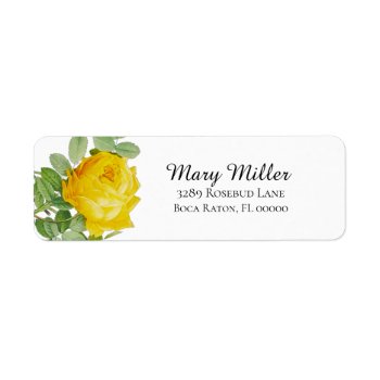 Yellow Rose Return Address Label by Susang6 at Zazzle