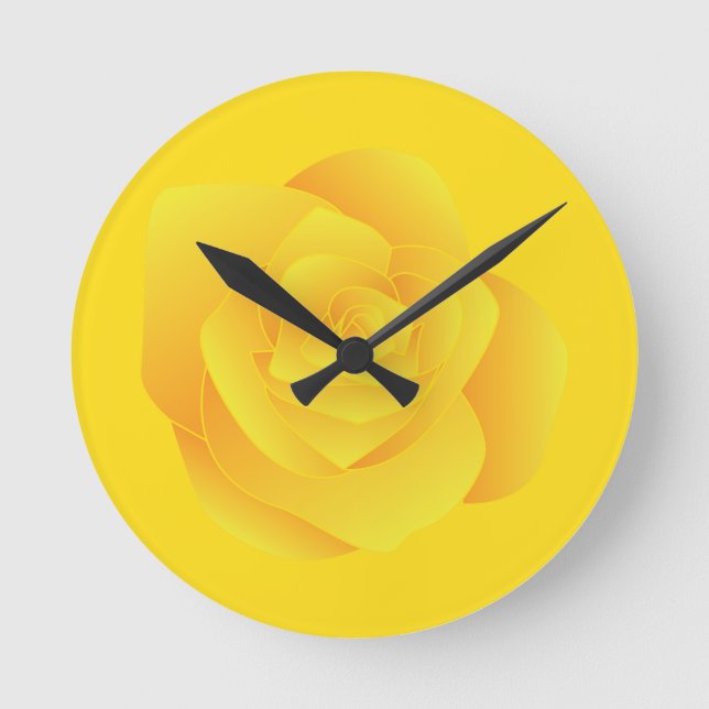 Yellow Rose Round Clock (Front)